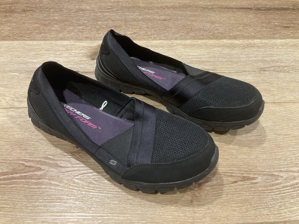 Skechers Ez Flex 3.0 Sneakers Womens Black Memory Foam Slip On Comfort Sz 8.5